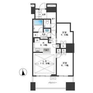 富久クロスコンフォートタワー【7階】の間取り