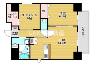 レジデンス・スエヒロ上本町【8階】の間取り