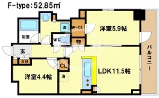 パークアクシスうつぼ公園【3階】の間取り