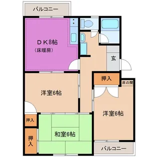 コンチネンタル布瀬I【4階】の間取り