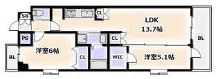 スプランディッド難波WESTII【7階】の間取り