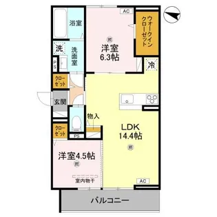 トリシアノーステラス【2階】の間取り