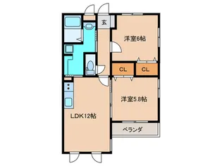 福岡県古賀市花見東4【マンション】の間取り
