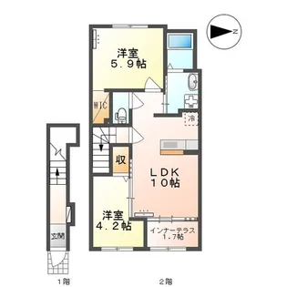 山形県寒河江市大字寒河江字内の袋【アパート】の間取り