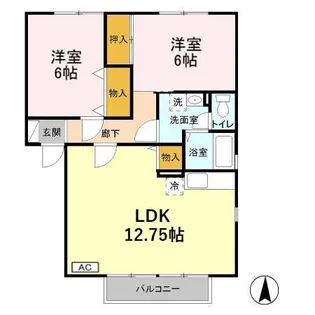 リヴェールフジ B【2階】の間取り