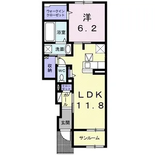 ハーヴェストVIII【1階】の間取り