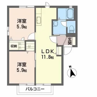 レジオン・ドヌールB【2階】の間取り