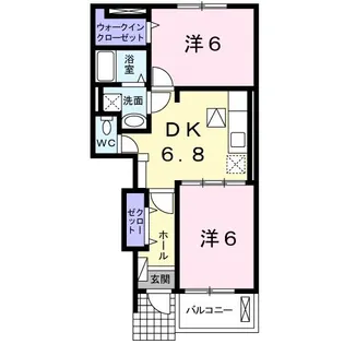 シャン・ド・フルール B【1階】の間取り