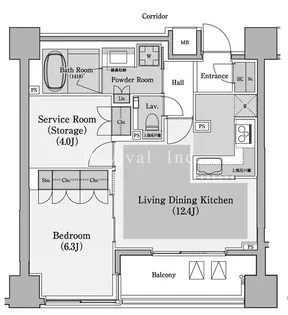 コンフォリア赤坂【7階】の間取り