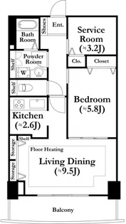 河田町ガーデン1号棟【5階】の間取り