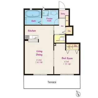 フラットバイレーク【1階】の間取り