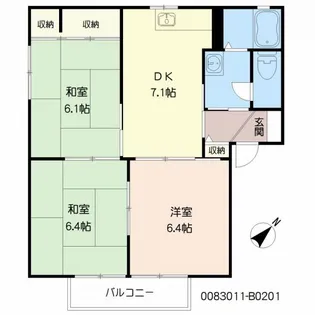 サープラス若久 B棟【2階】の間取り