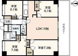 サウスヒルズAcityI【6階】の間取り