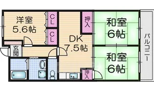 第2シャルマン四条畷【3階】の間取り