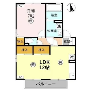 ラッキーハイツB【1階】の間取り