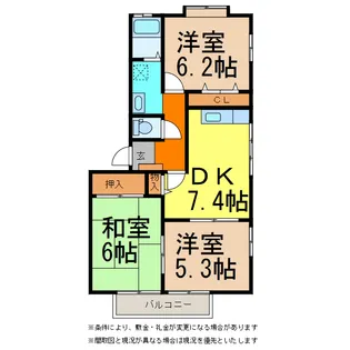 フォブール喜多川 A棟B棟【2階】の間取り
