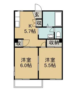 サニーサイドコートC棟【1階】の間取り