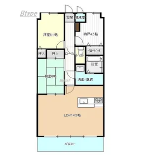 グランドール沖野上【5階】の間取り