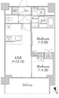ウエリスアーバン水天宮前【13階】の間取り