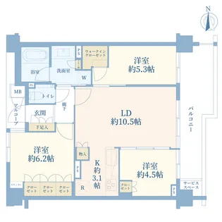 ジオ世田谷松原【3階】の間取り