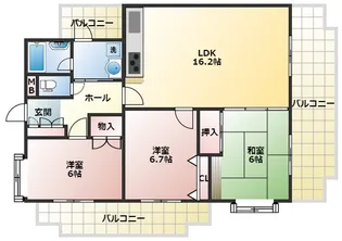 ビッグライスマンションとまり【6階】の間取り