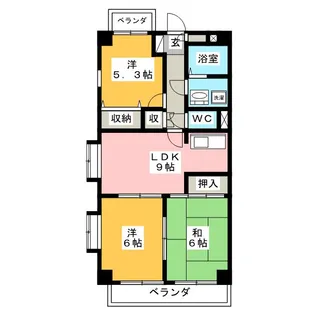 ア・ドリーム鷺山【3階】の間取り