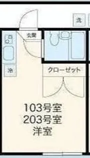 コーポミワB棟【1階】の間取り