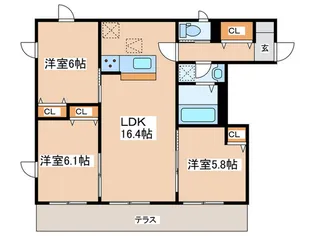 スリーウッド南湖【1階】の間取り