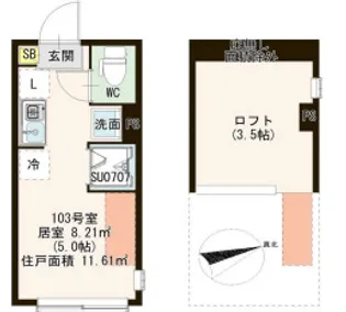ハーモニーヒルズ北千住【1階】の間取り