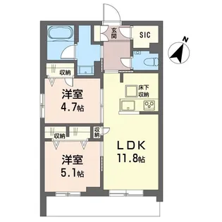 モンサンク【1階】の間取り