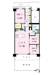 オーベルグランディオ川崎久地ヒルズ【1階】の間取り