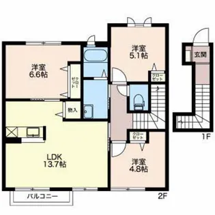 シャルマン小杉B【2階】の間取り