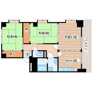 ツインヒルズA館【4階】の間取り