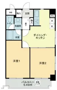 ライオンズマンション鵜の木駅前【4階】の間取り