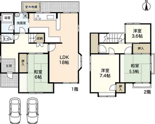 広島県広島市安佐北区落合南4【一戸建】の間取り