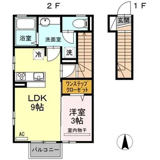 福島県いわき市平字九品寺町【アパート】の間取り