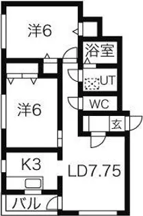 北海道札幌市北区北三十六条西3【アパート】の間取り