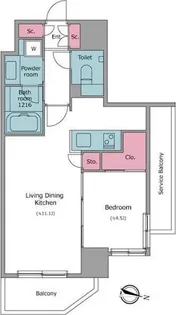 ドゥーエ二子新地【4階】の間取り