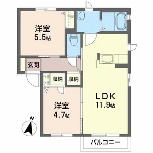 ソレアードB【2階】の間取り