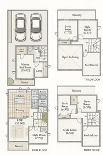 東京都目黒区東が丘1【一戸建】の間取り