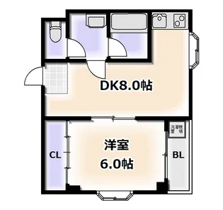 グランドハイツ万代東【9階】の間取り