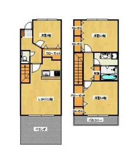 香西北町タウンハウスB棟の間取り
