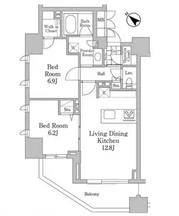 ユニコーンバリー恵比寿【10階】の間取り