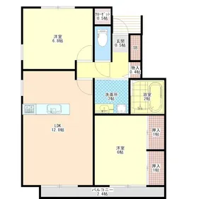 リラ・フカヤツ A棟【2階】の間取り