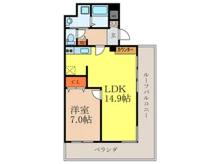 プラシアンS.江坂【7階】の間取り