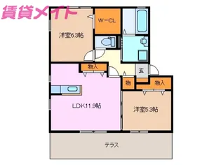 ハートフルネスト A棟【1階】の間取り