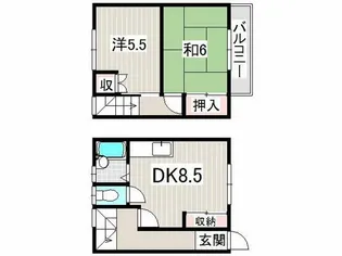 メゾネット可美【1階】の間取り