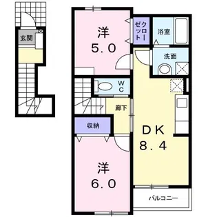 シャン・ド・フルールA【2階】の間取り