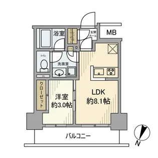 シエリア横浜阪東橋【9階】の間取り