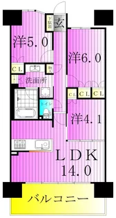 ライオンズ竹ノ塚ブロッサムシティ【3階】の間取り